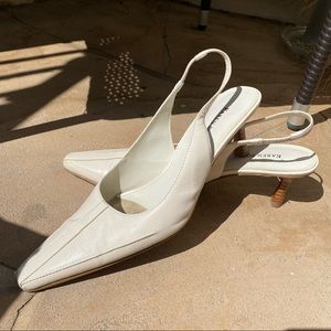 Karen Scott White Leather Kitten Heels